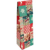 Zakken rood/groen 8x10x41cm p/25st kerst Vintage fles blokbodem