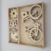 Ornament bike butterfly fiets 10.5x10.5cm p/20st hout
