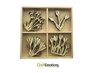 Ornament voorjaarsbloemen box 10.5x10.5cm p/20st hout