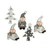 Plakker kerst 5soorten houten 30x40mm p/10st grijs