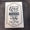 Stempel First comes love 8.3x5.8cm p/st hout