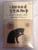 Stempel Kat met likkende poot p/st hout