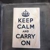 Stempel Keep calm and carry on 8.3x5.4cm p/st hout