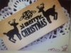 Stempel Rendier met merry christmas 6x3cm p/st hout