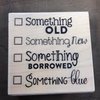 Stempel Something old new borrowed blue 6.3x6cm p/st hout