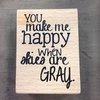 Stempel You make me happy 5x6.8cm p/st hout