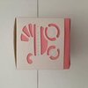 Baby doos wit/roze 6x6x6cm p/st insert kinderwagen