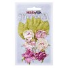 Bloemen roze 3cm p/6st met bladeren