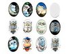 Cabochons/plakstenen uil print 25mm p/10st glas
