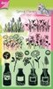 Clear stamp bloemen en flesjes a6 p/st
