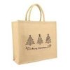 Draagtas 30+20x30cm p/st Jute kerstmis met kerstbomen 