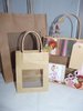 Draagtas 18x8x24cm p/12st bruin met venster papier 