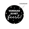 Stickers vandaag is het feest! 40mm p/20st zwart