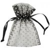 Zakken zwart 7.5x10cm p/10st organza stip