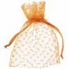 Zakken oranje 7.5x10cm  p/10st organza stip