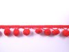 Pompom band rood p/mtr bolletjesband groot 