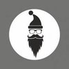 Stickers kerstman met baard p/20st 40mm wit/zwart