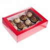 Cupcakedoos 12st rood p/5st met venster