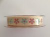 Lint creme/blauw/roze 15mm p/mtr Vintage bloem 