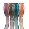 Lint zalm satijn 22mm p/mtr met edge Organza 