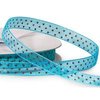 Lint aquablauw 9.5mm p/mtr stip organza bruin