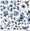 Scrappapier FLOWERS V blauw 30.5x30.5cm p/vel