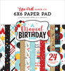 Paper pad rood 15x15cm Magical Birthday p/24vel