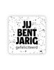 Sticker Jij bent jarig 35x35mm p/20st wit 