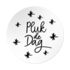 Sticker wit pluk de dag 45mm p/20st zwart