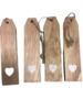 Labels hart 2.8x12cm p/6st houten