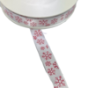 Lint wit 12mm p/mtr sneeuwsterren satijn rood