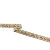 Lint creme/groen 15mm p/mtr christmas ijssterren  