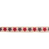 Lint rood/grijs 15mm p/mtr bloem vintage 