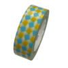 Masking tape blauw/geel blokjes 15mm p/10m 
