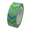 Masking tape blauw/groen chevron 15mm p/10m 
