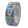 Masking tape paars/geel blokjes 15mm p/10m 