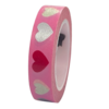 Masking tape roze/zilver hartjes 10mm p/10m