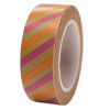 Masking tape streep 15mm p/10m oranje/roze/groen