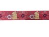 Lint fuchsia beertjes met rozen 22mm p/m
