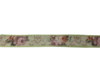 Lint groen 25mm p/mtr princess met bloemen roze