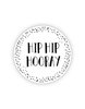 Stickers stip Hip hip hooray 35mm p/20st wit/zwart