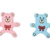Houten beren assorti 2.5cm p/10st roze/blauw
