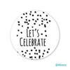 Stickers Let&#039;s celebrate 45mm p/20st wit/zwart