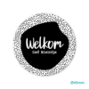 Stickers Welkom lief kleintje 45mm p/20st wit/zwart