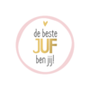Sticker De beste juf ben jij 40mm p/20st wit