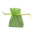 Zakken groen 7.5x10cm p/10st organza stip