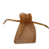 Zakken bruin 7.5x10cm  p/10st organza stip