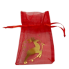 Zakken rood 6x8cm p/st organza rendier