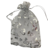 Zakken zilver 13x20cm p/5st organza hartjes