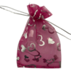 Zakken fuchsia 7.5x10cm p/5st organza hartjes